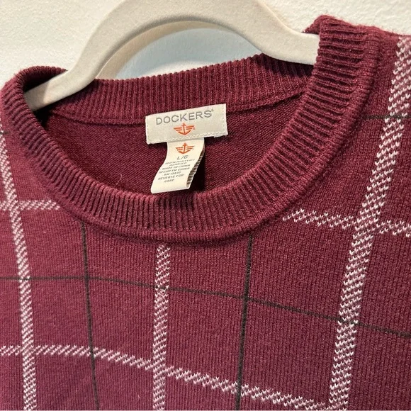 Dockers Men’s Size Large Comfort Touch Easy Care Burgundy Pullover Sweater - Picture 5 of 10